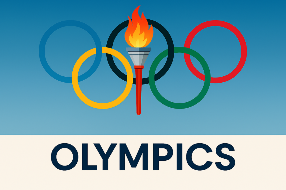 olympic rings and torch