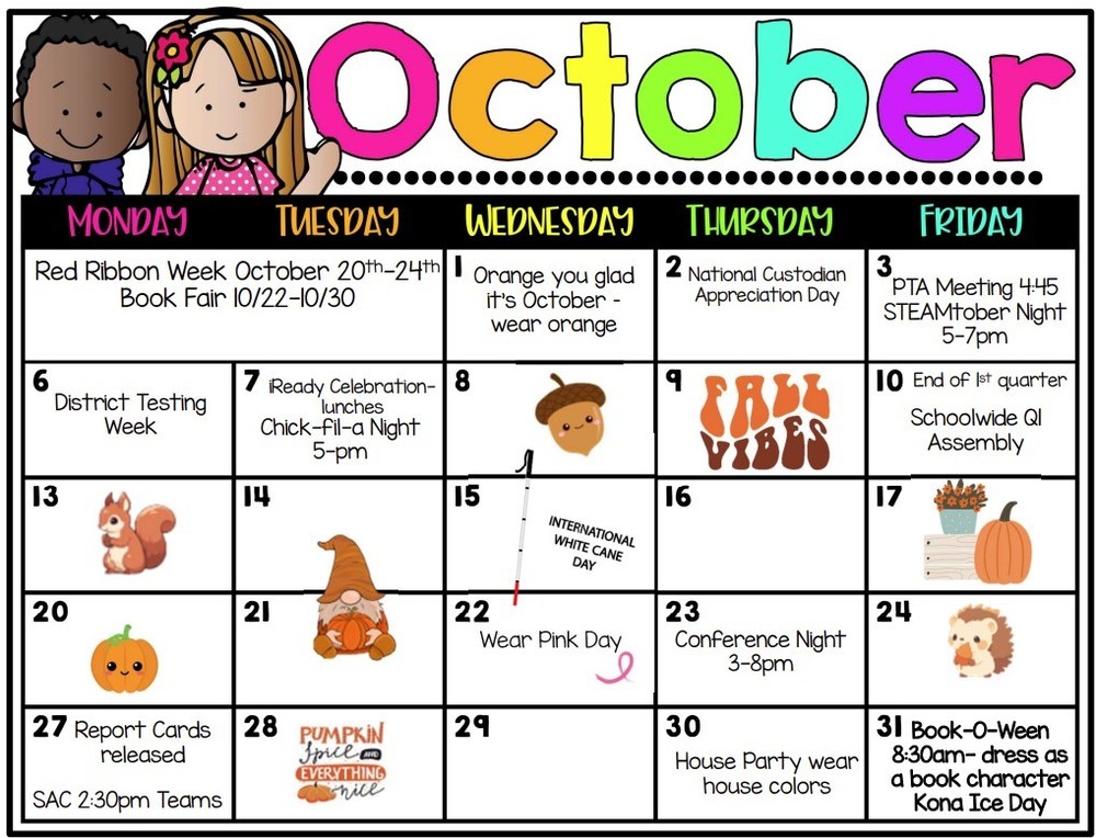 Colson ES Oct 2025 calendar