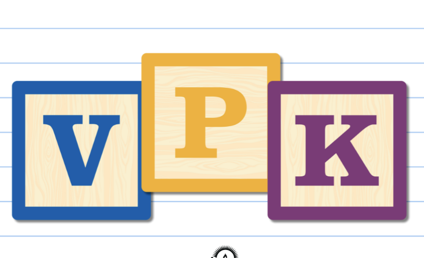 VPK written in kids play blocks
