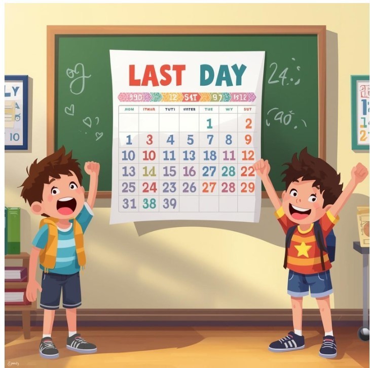 Students in front of a calendar