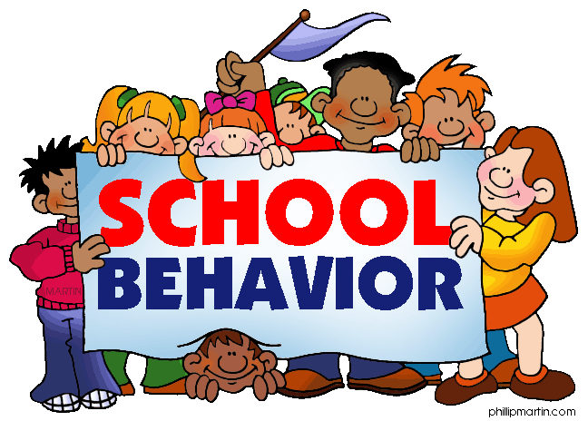 Students holding a banner that reads school behavior