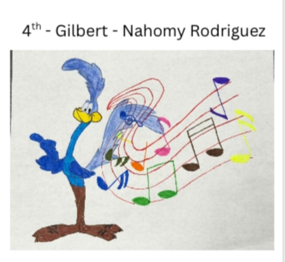 Winning Design Road runner with musical notes