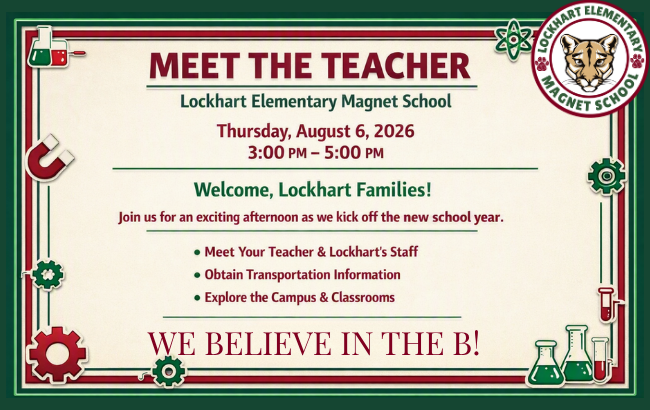 Meet the Teacher on Thursday, Aug. 6 from 3 to 5 PM