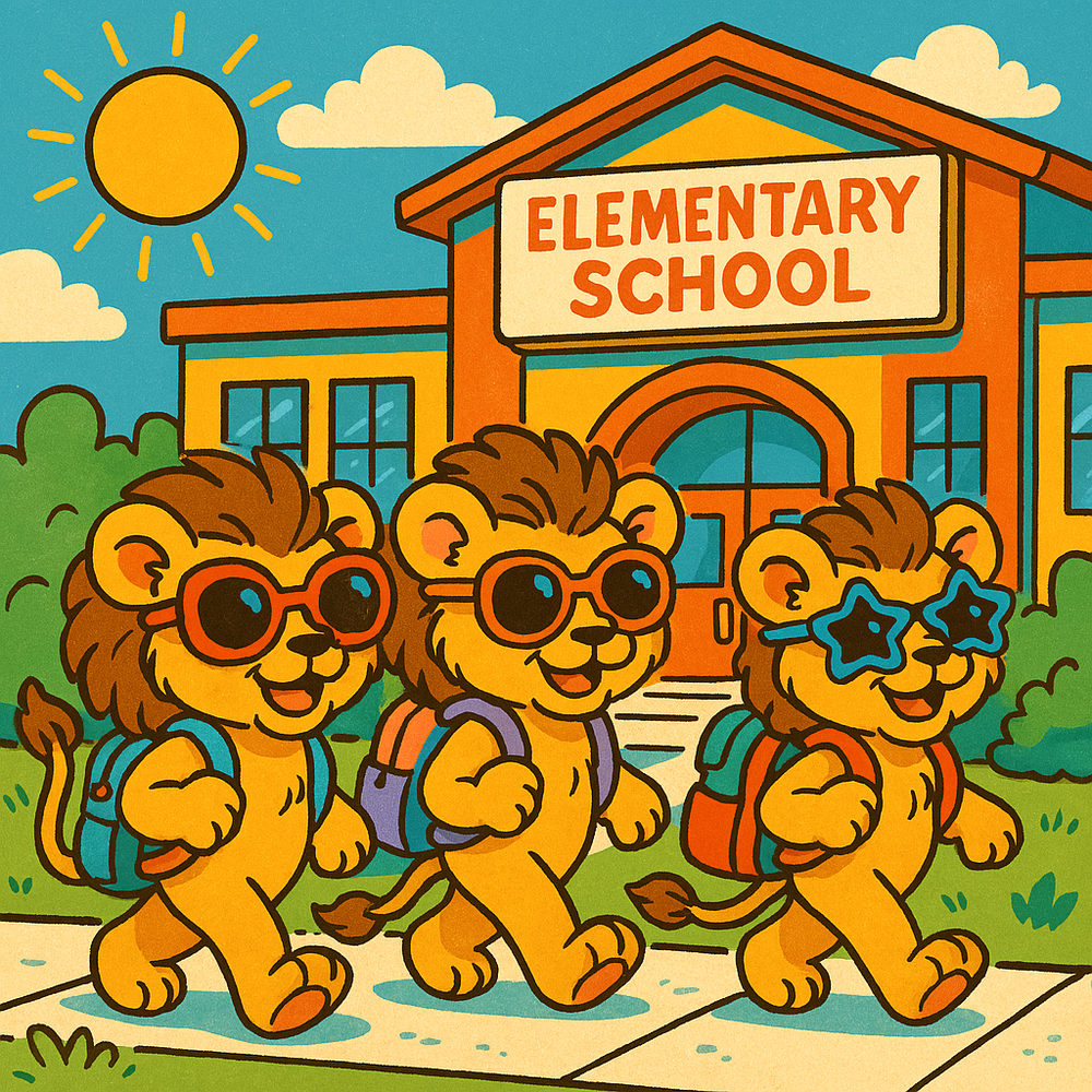 Lion Cubs Walking to school