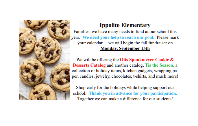 Cookie Fundraiser Starts Sept. 15th 