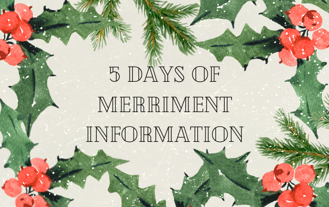 Red and Green Holly Berries with 5 Days of Merriment Information