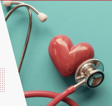 teel background with a stethoscope held against a ceramic heart