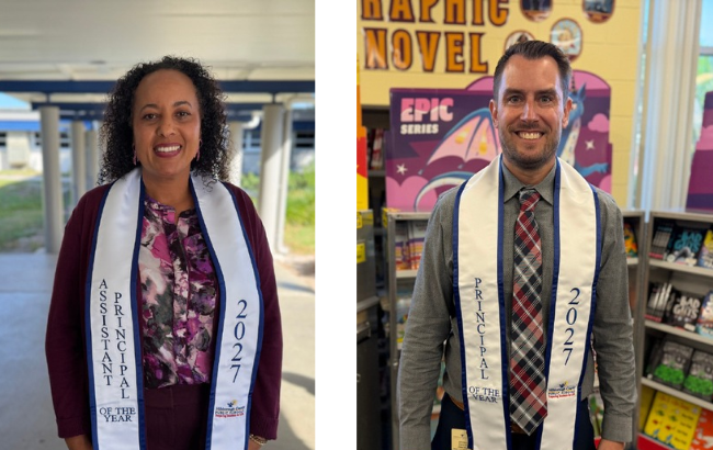 2026 ASSISTANT PRINCIPAL AND PRINCIPAL OF THE YEAR - Natalie McClain, Mann Middle School and Jeff Cooley, Kenley Elementary School