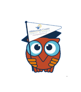 Owl holding an HCPS pennant
