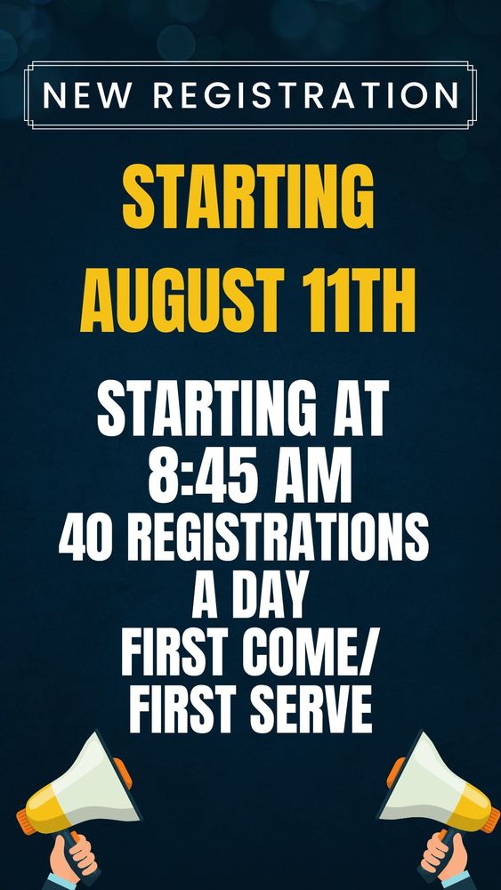 Registration starts 8/11