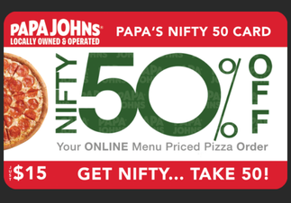 papa john's nifty 50 card