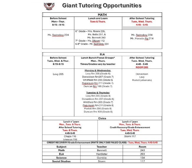 giunta tutoring opportunities