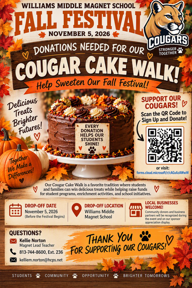 Cougar Cake Walk Donation Flyer