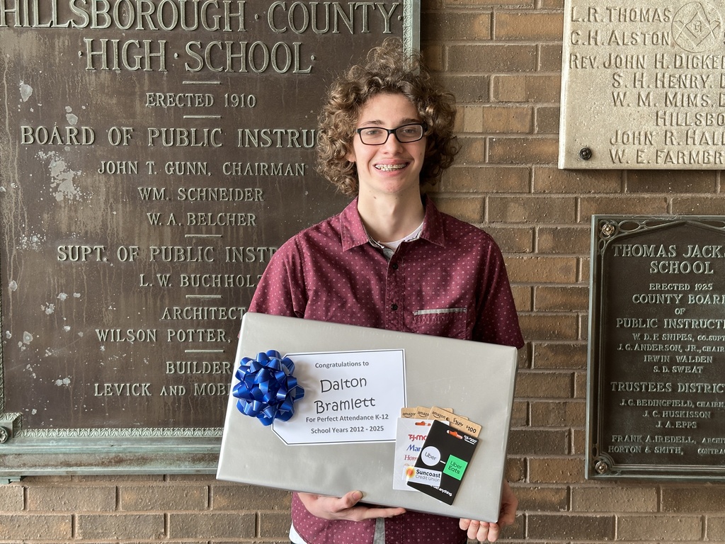 Shown is senior Dalton Bramlett from Durant High School, who received perfect attendance