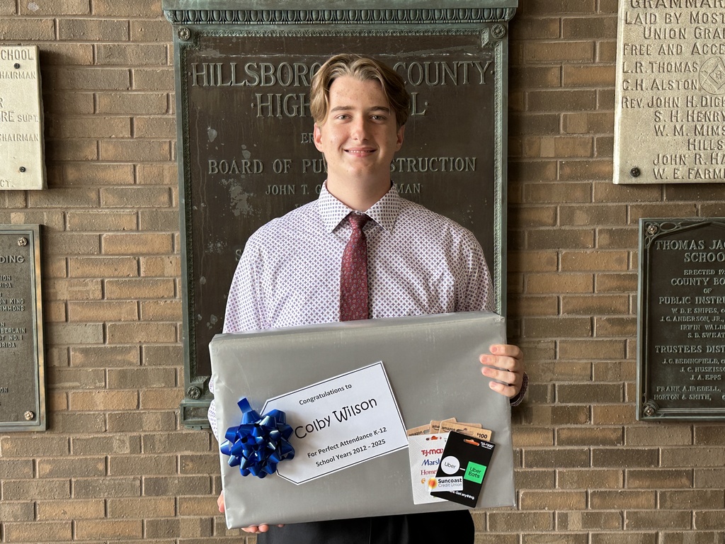 Shown is senior Colby Wilson from Bloomingdale High School, who received perfect attendance
