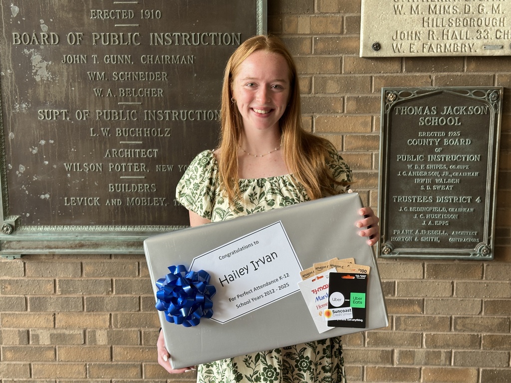 Shown is senior Hailey Irvan from Robinson High School, who received perfect attendance