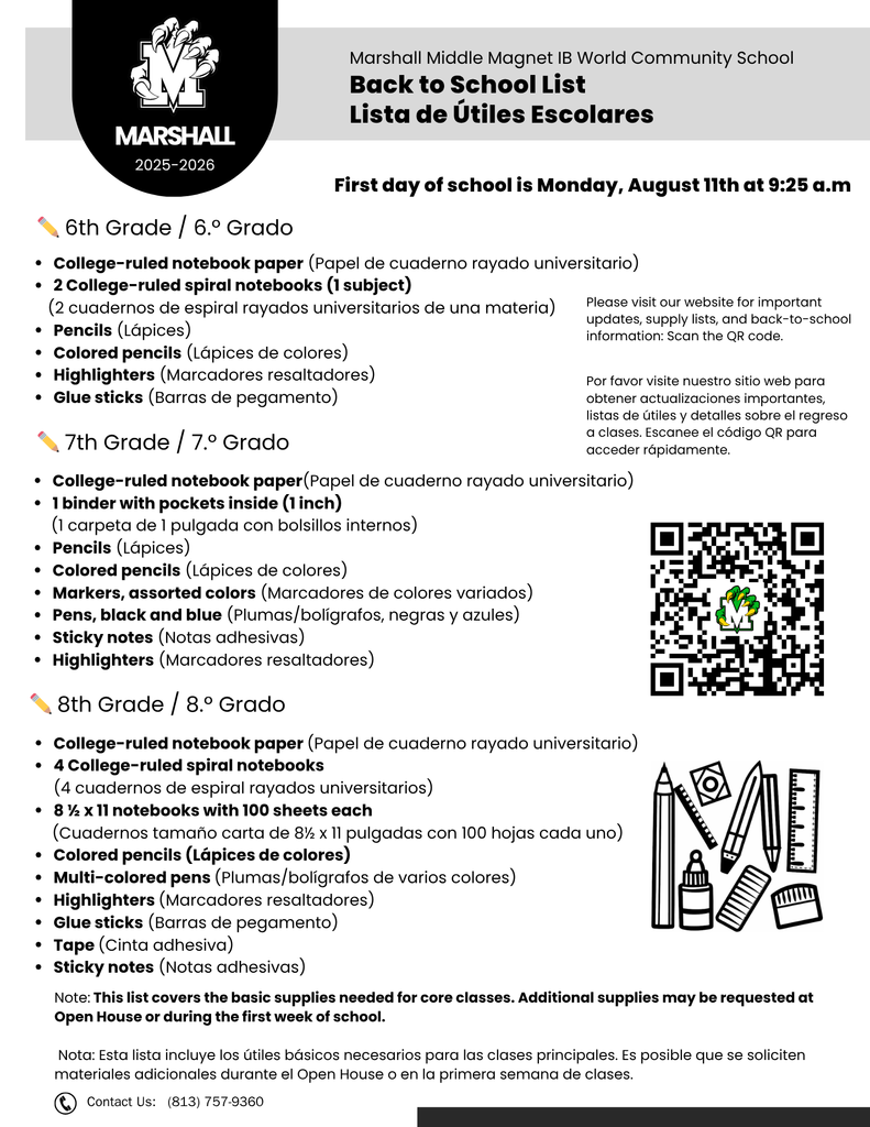 Back To School List 2025-26