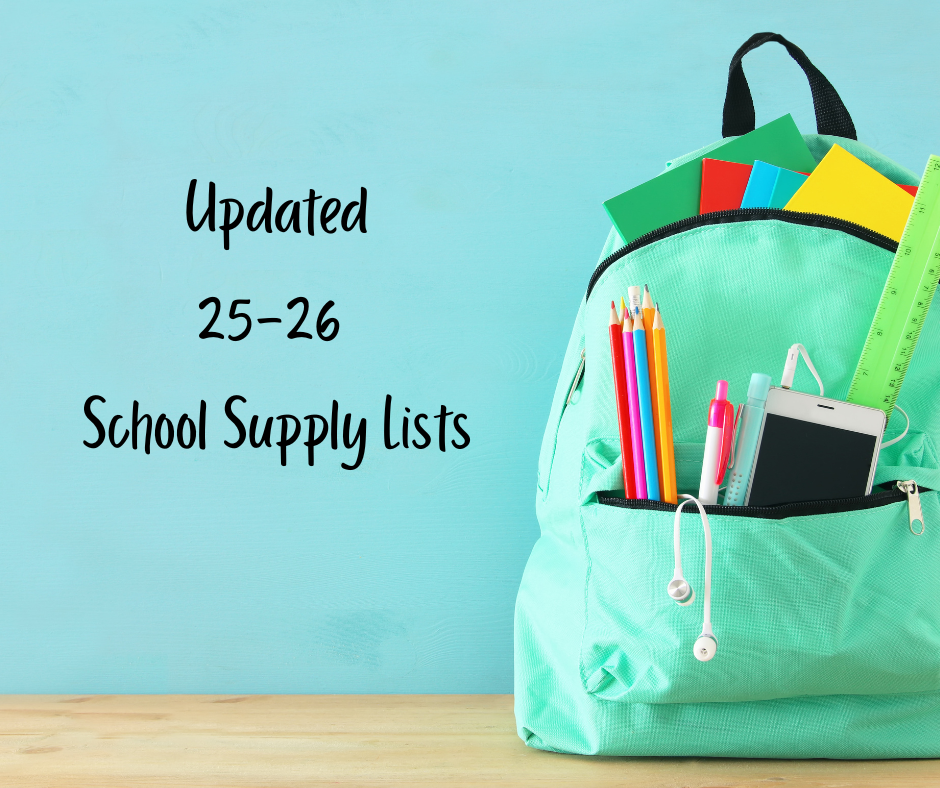Updated School Supply Lists