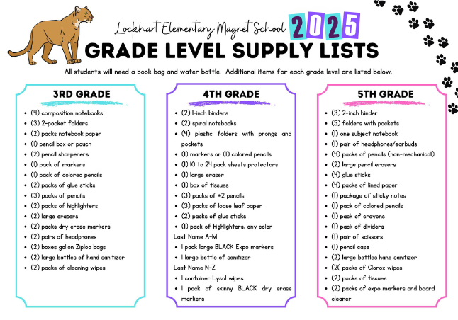 3-5 supply list
