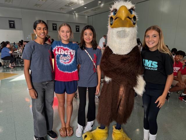 Eagle with students
