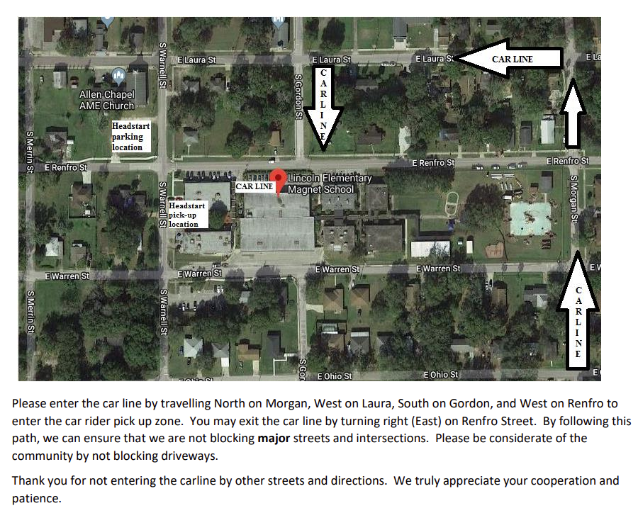 Map of car rider line