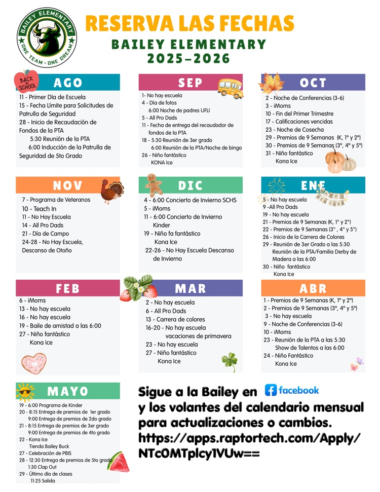 events calendar Spanish
