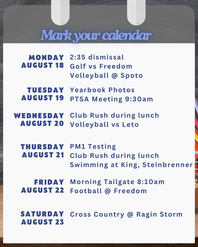 Weekly schedule