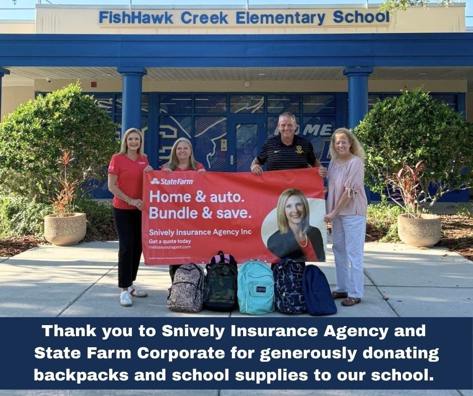 Thank you to Snively Insurance Agency for donating backpacks and school supplies.