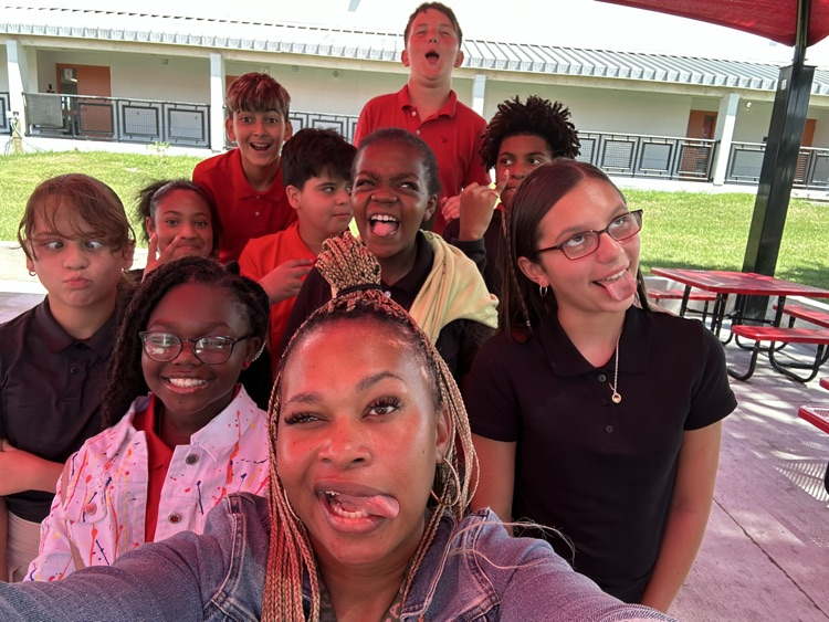 Principal Mitchell and Grade 6 students 
