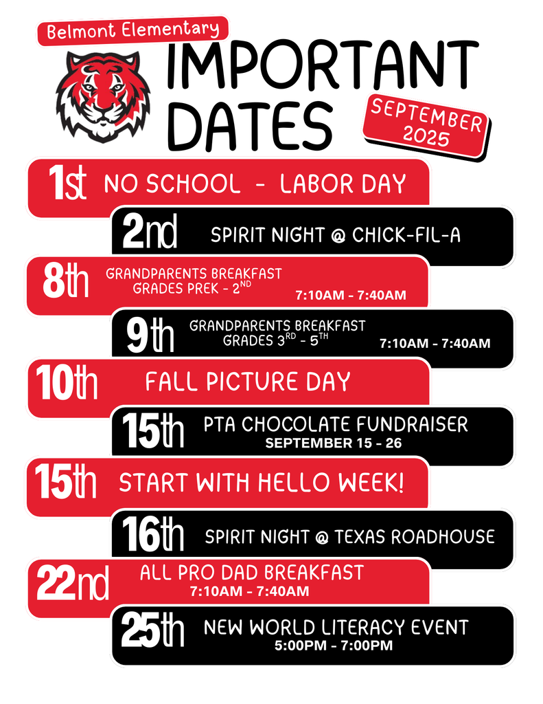Important dates for September.