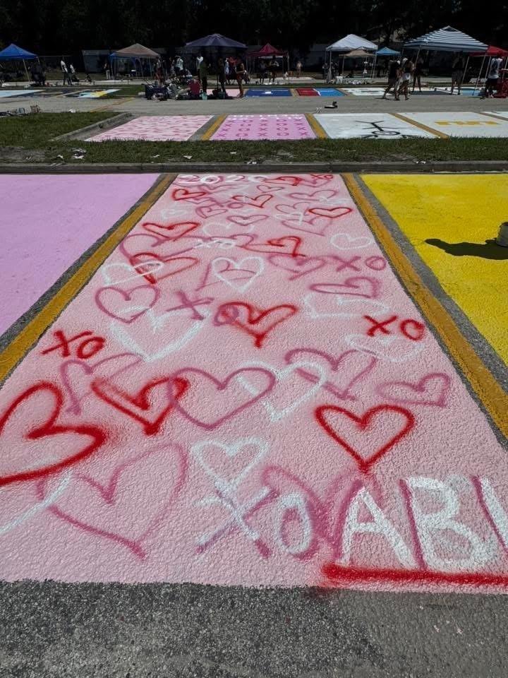 Sickles High School painted student parking lot spots