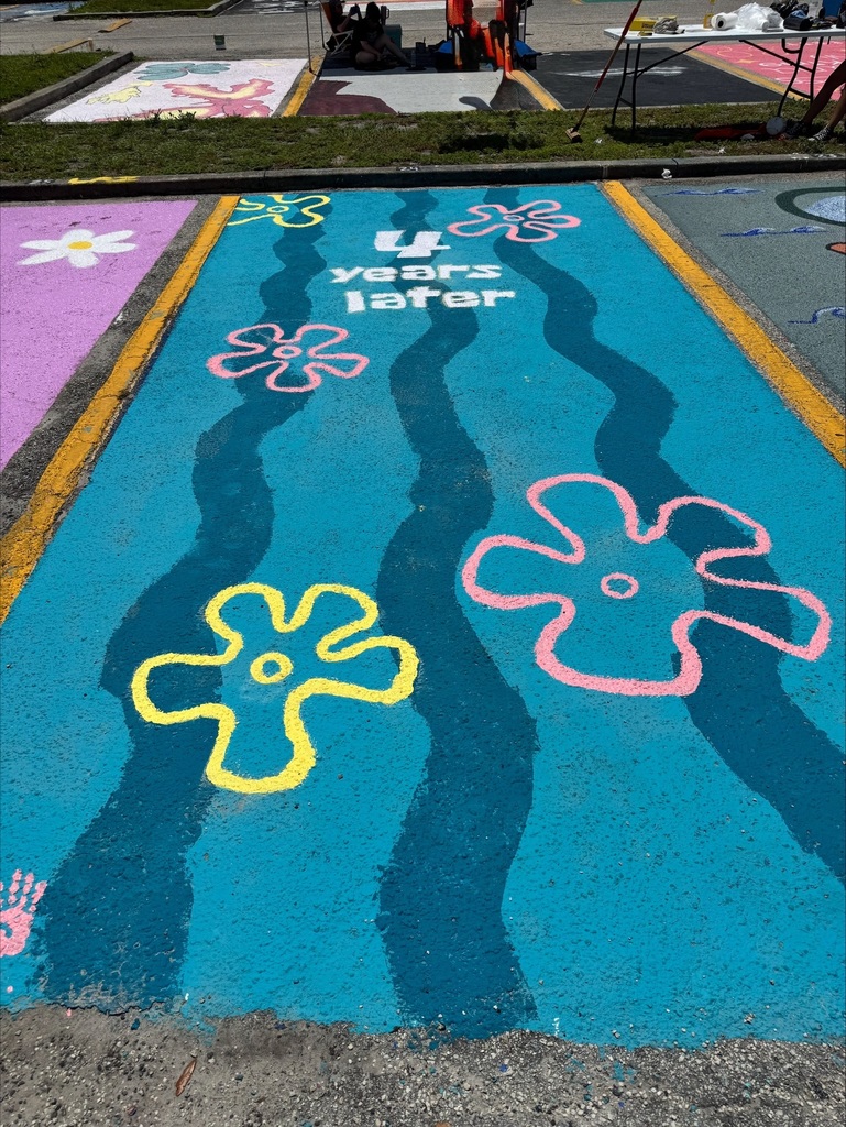 Sickles High School painted student parking lot spots