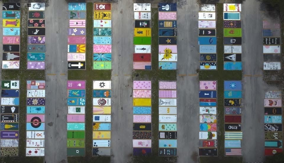 Sickles High School painted student parking lot spots
