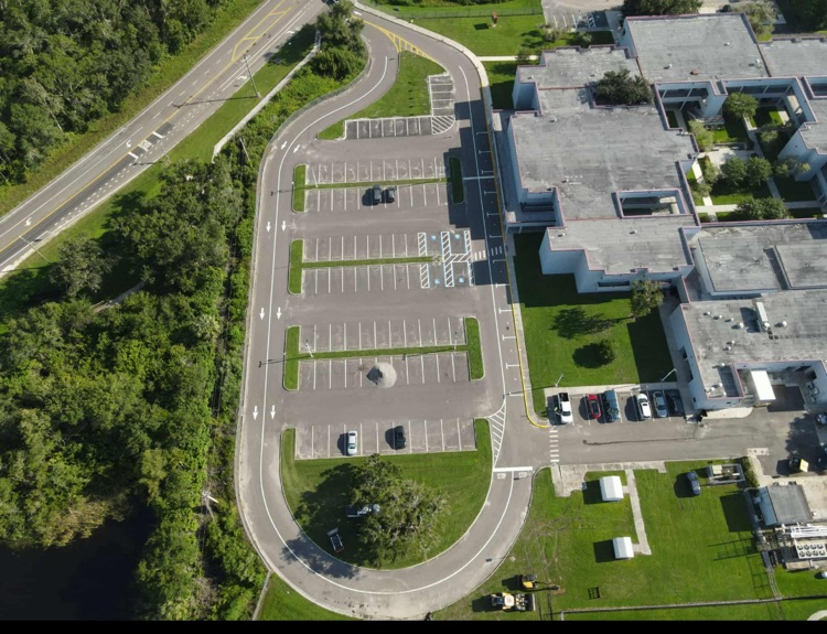 Arial photo of parking lot