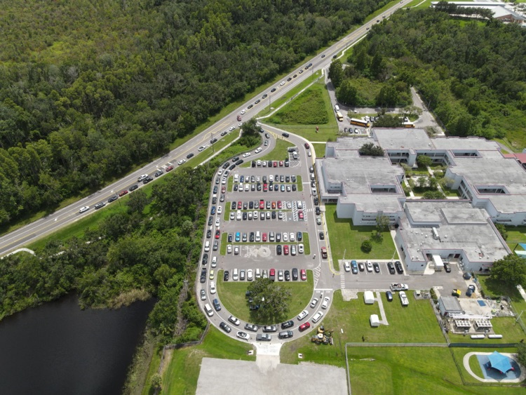 aerial of car line