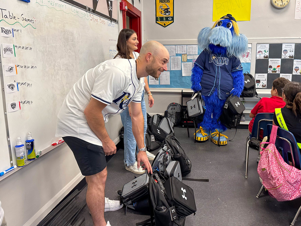 Tampa Bay Rays players deliver school supplies to Tampa Bay Blvd. Elementary