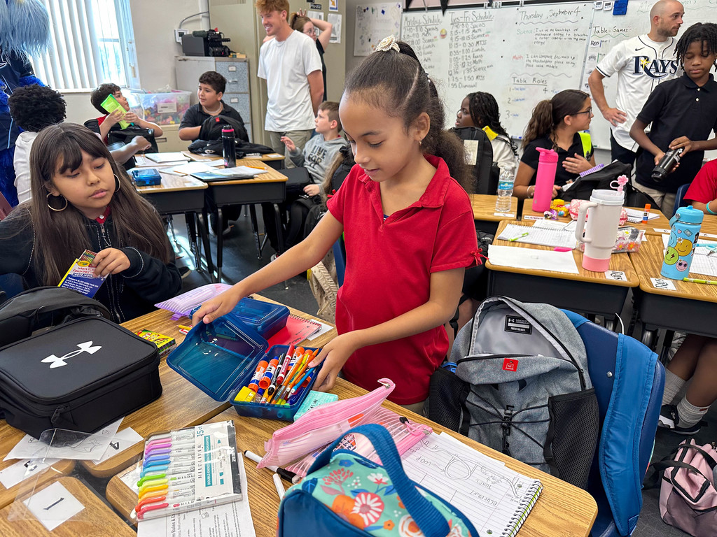 Tampa Bay Rays players deliver school supplies to Tampa Bay Blvd. Elementary