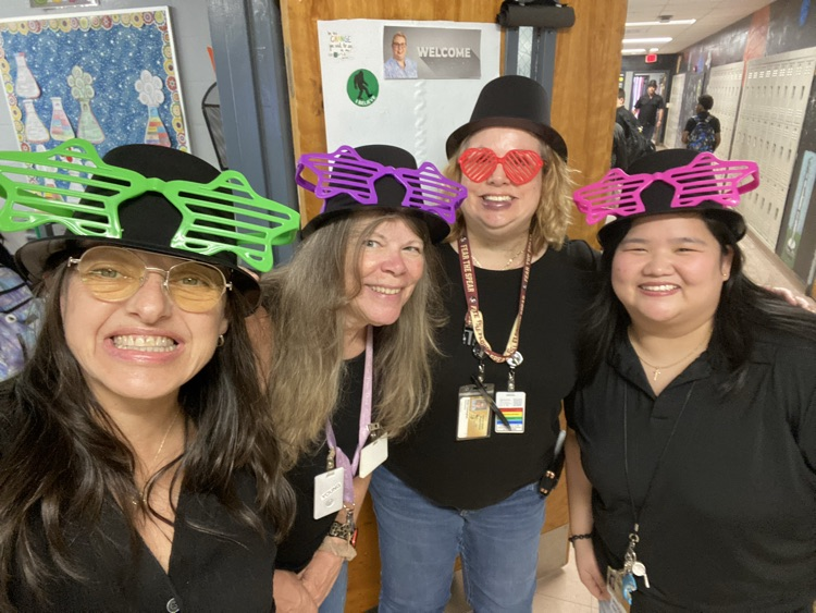 Teachers dress for AVID spirit week twin day. 