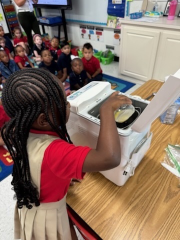 Student making bread