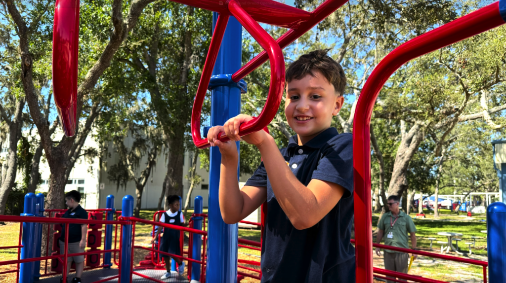Students on new playground at Citrus Park Elementary School