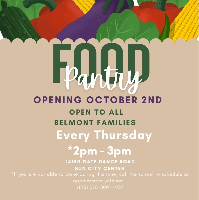 Food Pantry opening October 2nd.