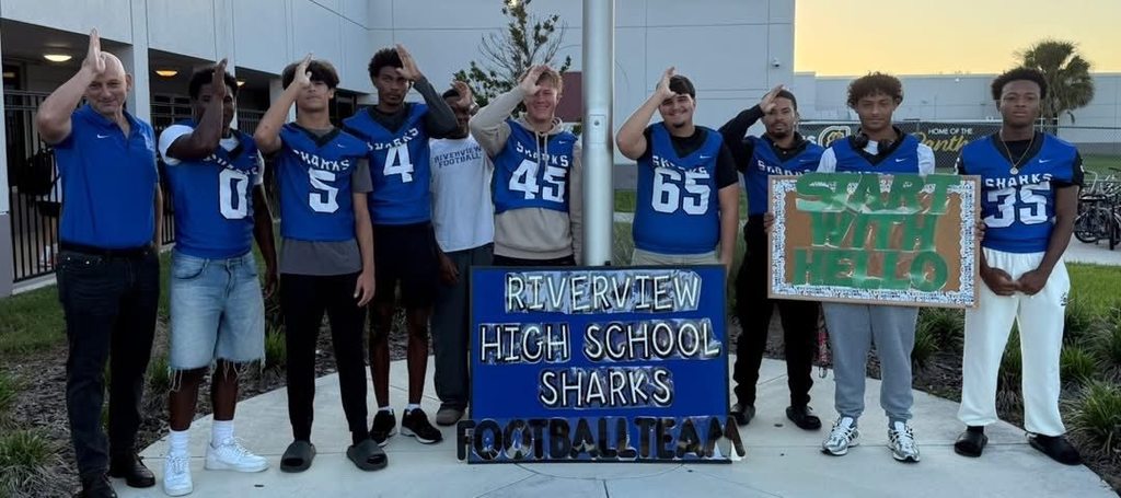 Riverview Football Team at Collins for Start with Hello week