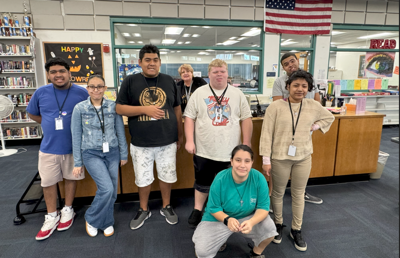 Mr. Lane's class visits the Media Center.