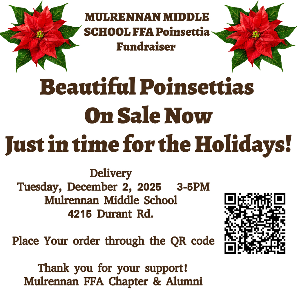 🎄✨ Holiday Poinsettia Fundraiser! ✨🎄  Brighten up your home and support the Mulrennan FFA Chapter with beautiful poinsettias