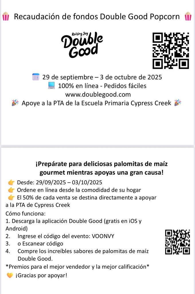 Double Good popcorn information Spanish