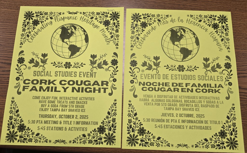 Cork Cougar Family Night Thursday October 2, 2025 @ 5:30pm