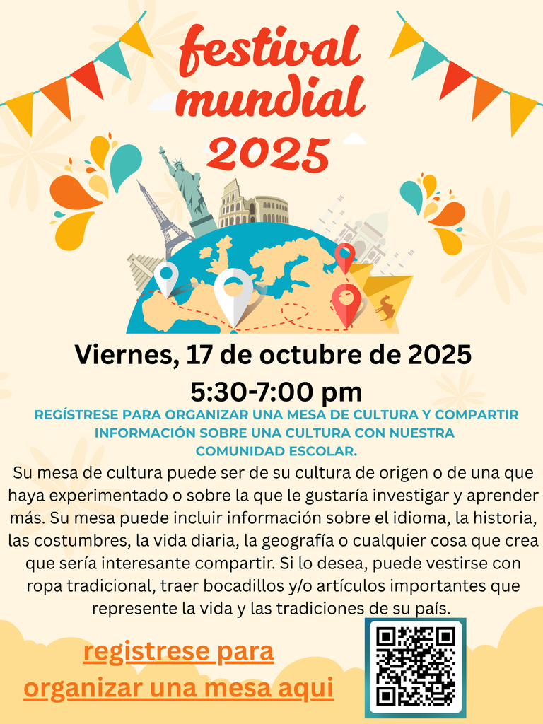 WorldFest Culture Table flier Spanish