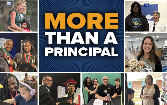 8 photos of principals with text saying More than a principal