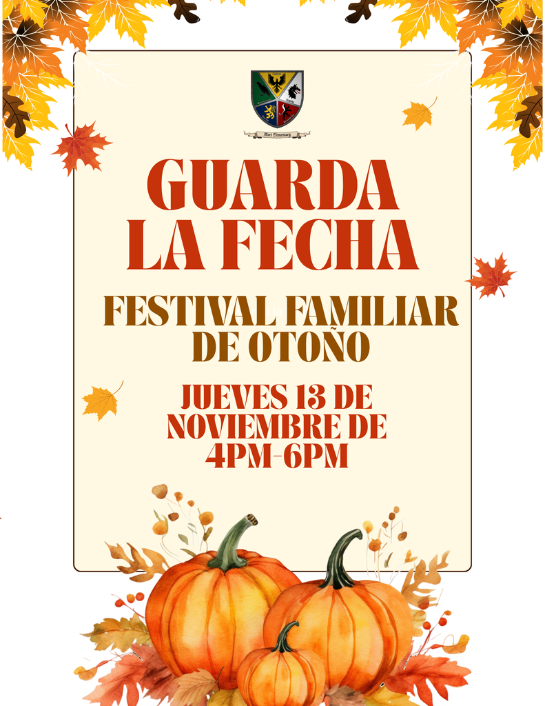 Save The Date - Fall Family Festival Thursday November 13th 4pm-6pm flyer 