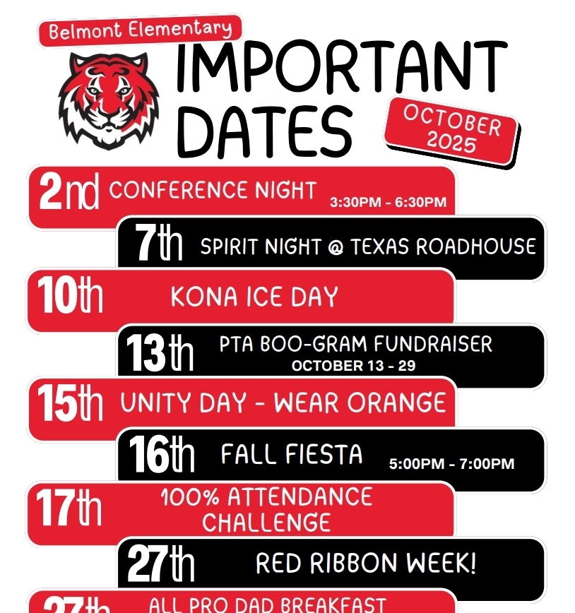 October important dates at Belmont.